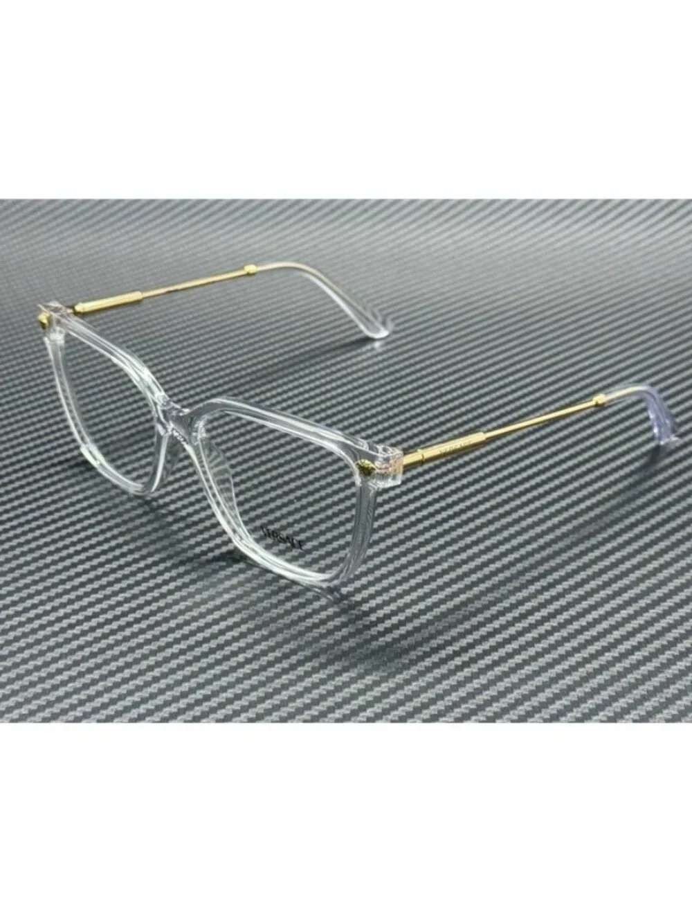 New Versace Women Crystal Transparent Gold Eyeglasses 55-15-140